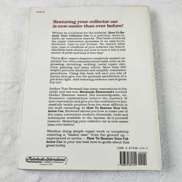 How to Restore Your Collector Car by Tom Brownell (1984, Trade Paperback) - Picture 2 of 10